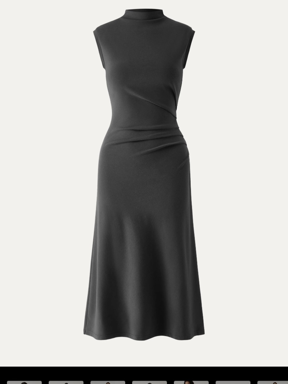 Sleeveless Mock Neck Grey Midi Dress